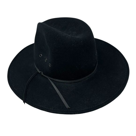 Lite Felt Black 100% Wool Packable Water Repellent Cowboy Hat Size Medium - Picture 1 of 4